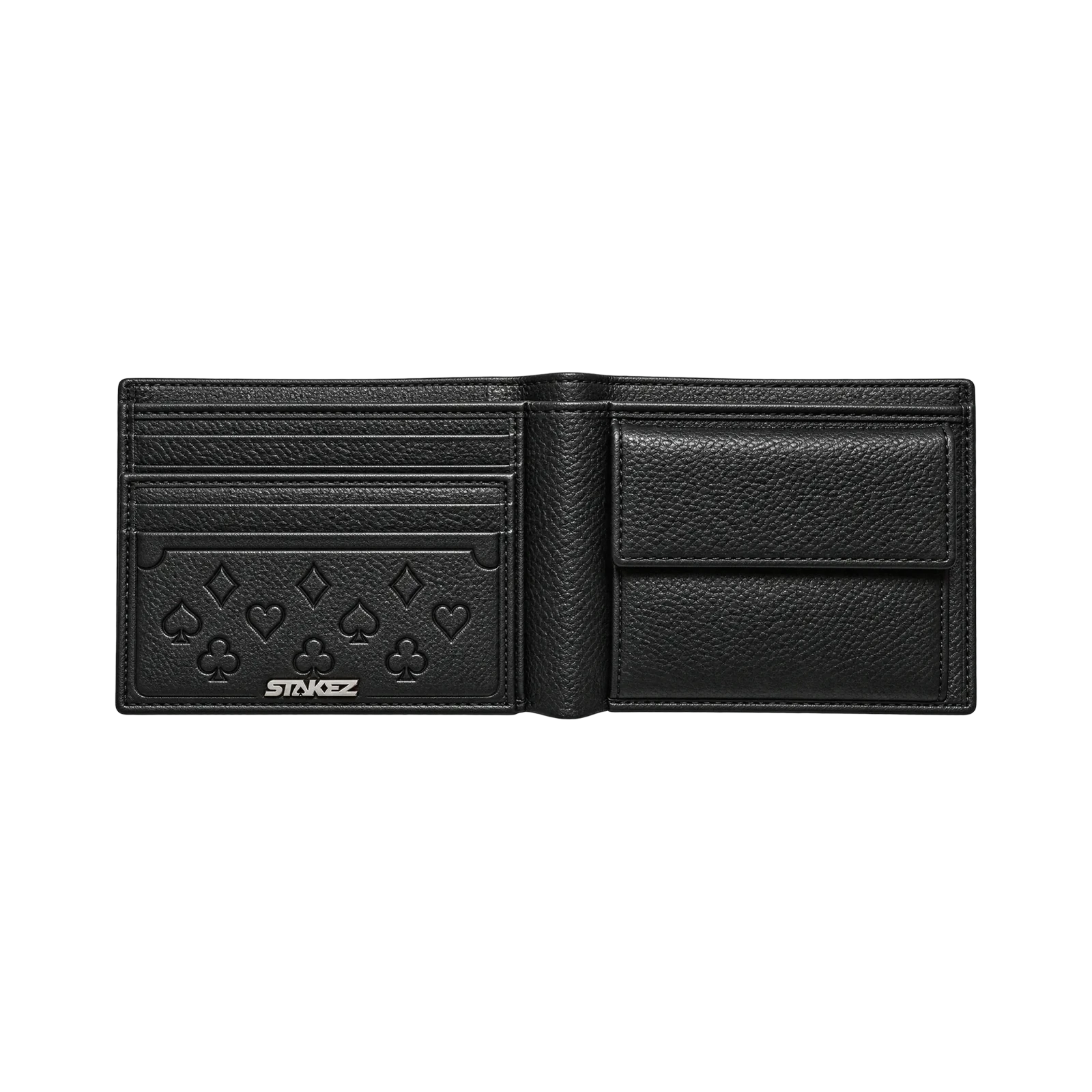 STAKEZ Wallet, aufgeklappt mit verbundenem Cardholder